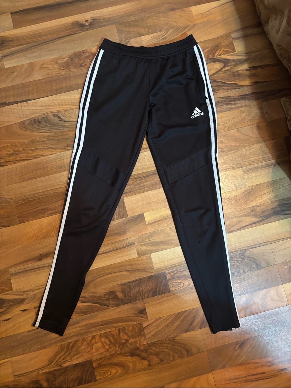 adidas Black Joggers with White Side Stripes